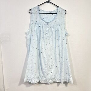 Blue Floral Sleeveless Ruffle Nightgown 2X 3X Cottagecore Romantic‎ Coquette